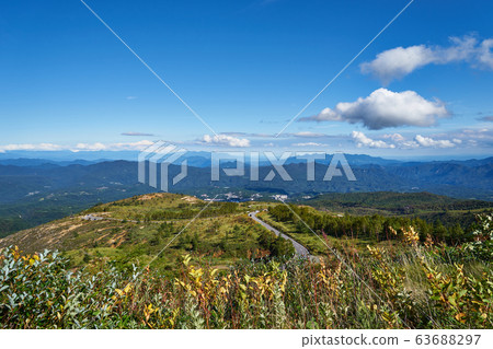 View of Kusatsu Hot Springs Town and Shiga Kusatsu Road in Gunma Prefecture 63688297