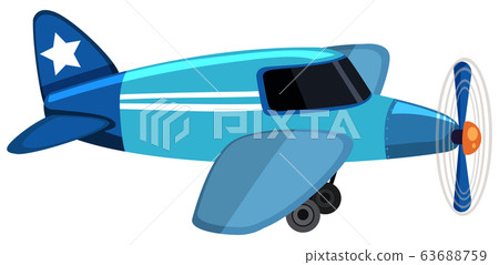 Blue airplane flying on white background 63688759