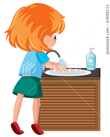 Girl cleaning hand to avoid coronavirus Girl cleaning hand to avoid coronavirus 63689113