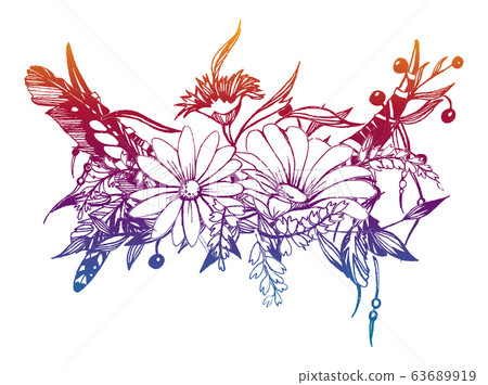 Bouquet of flowers. Bridal floral composition. Wedding invitation template. 63689919