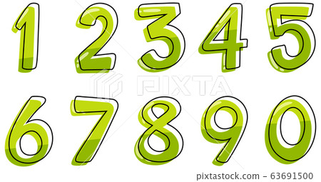 Font design for numbers one to zero on white Font design for numbers one to zero on white 63691500