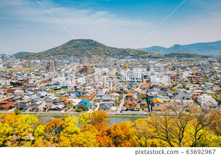 Marugame cityscape from Marugame castle in Kagawa, Japan 63692967