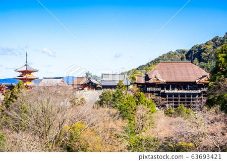 Early spring Kyoto Kiyomizu-dera Temple whole view Early spring Kyoto Kiyomizu-dera Temple whole view 63693421