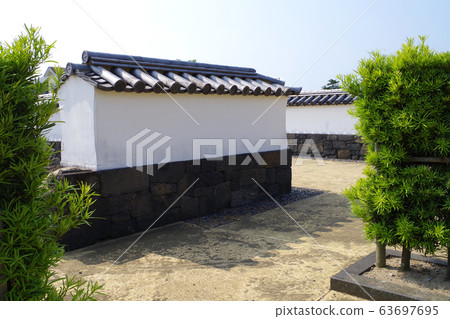 A view of the fence at the main gate of Hagi Castle North 63697695