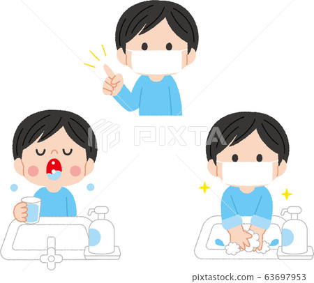 一個男孩洗手 63697953