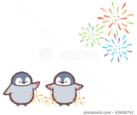 Penguin chick fireworks frame Penguin chick fireworks frame 63698742