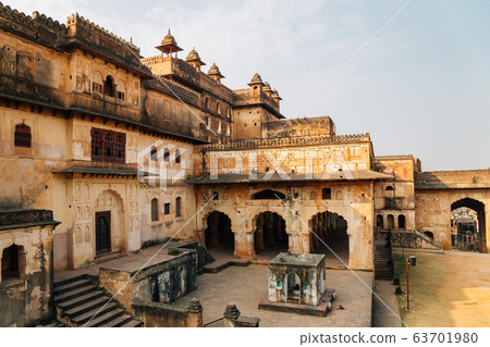 Orchha Fort Raja Mahal, ancient ruins in India Orchha Fort Raja Mahal, ancient ruins in India 63701980