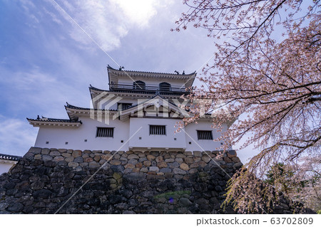 Miyagi Prefecture Shiroishi Castle in Spring Restored Castle Tower 3rd Floor Turret 63702809