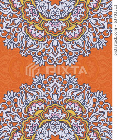 Elegant abstract beautiful lace baroque paisley round pattern 63703313