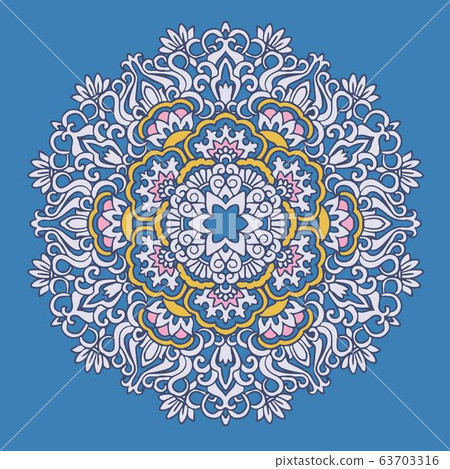 Elegant abstract beautiful lace baroque paisley round pattern 63703316