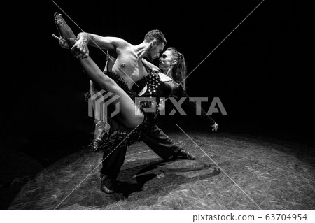 ballroom couple dancing isolated on black background 63704954