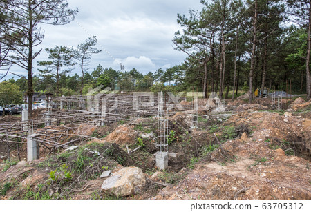 Pile foundation with the wooden frame for built 63705312