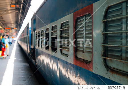 Railway station, Old train in India 63705749