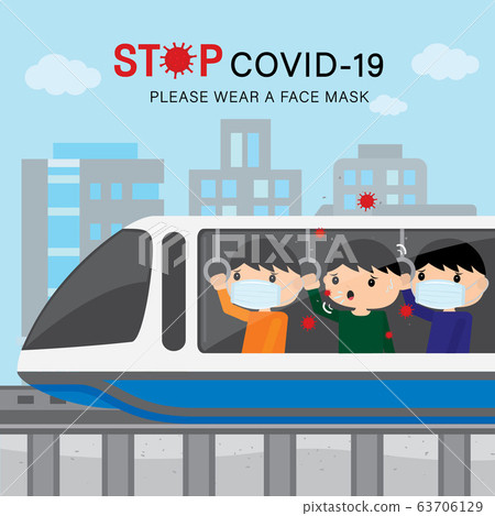 People on Electric Train Station, Public Sky Subway Railway. Stop Corona virus, 2019-nCOV. Character Cartoon Vector. People on Electric Train Station, Public Sky Subway Railway. Stop Corona virus, 2019-nCOV. Character Cartoon Vector. 63706129