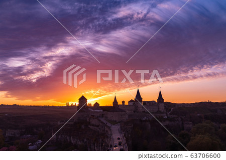 medieval castle or stronghold silhouette and 63706600