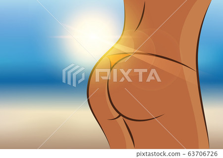 Woman Big Booty. Vector Girl in Bikini Stock Vector - Illustration