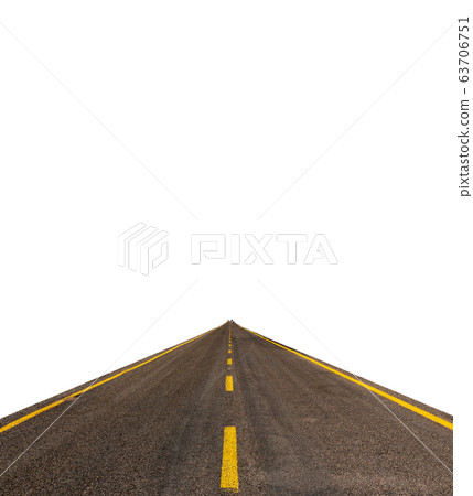 Isolated road on white background with yellow lines and small cars 63706751