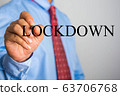 Businessman writing LOCKDOWN on virtual screen 63706768