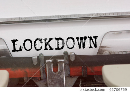 LOCKDOWN word typed on a Vintage Typewriter 63706769