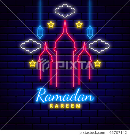 Ramadan Kareem background with neon style Ramadan Kareem background with neon style 63707142