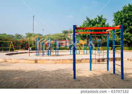 Colorful children playground park in Udaipur, India Colorful children playground park in Udaipur, India 63707182