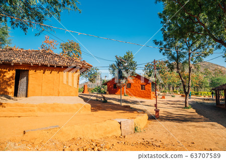 Indian folk village Shilpgram, traditional house in Udaipur, India 63707589