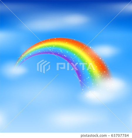Rainbow icon isolated on blue sky background Rainbow icon isolated on blue sky background 63707784