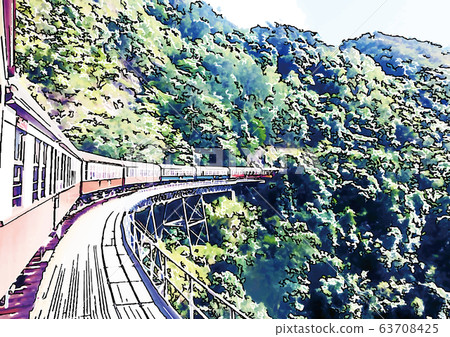 Illustration of Kuranda Kogen train (hand-drawn style) Illustration of Kuranda Kogen train (hand-drawn style) 63708425