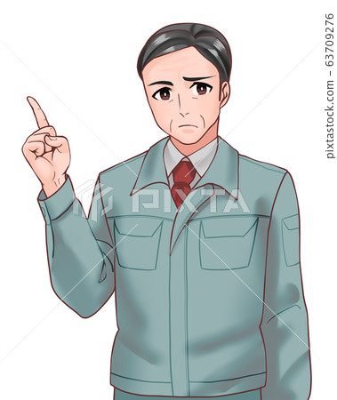 Worker male pointing grumpy - Stock Illustration [63709276] - PIXTA