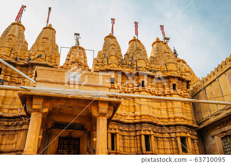 Jain Temples historic architecture at Jaisalmer fort in India Jain Temples historic architecture at Jaisalmer fort in India 63710095