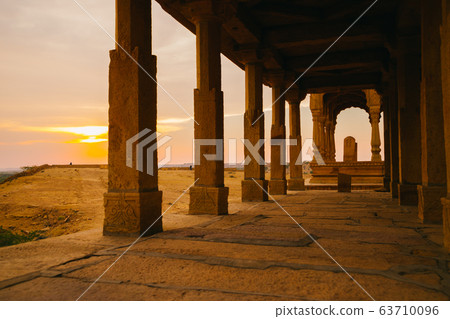 Historic architecture Vyas Chhatri, Jaisalmer sunset point in India Historic architecture Vyas Chhatri, Jaisalmer sunset point in India 63710096