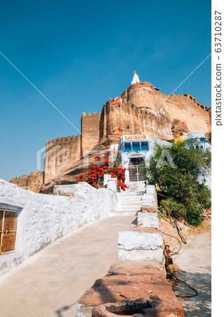 Mehrangarh Fort ancient ruins in Jodhpur, India Mehrangarh Fort ancient ruins in Jodhpur, India 63710287