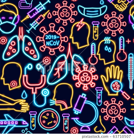 Coronavirus Neon Seamless Pattern - Stock Illustration [63710507] - PIXTA