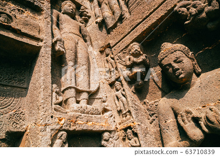 Ajanta caves, ancient buddha carving in India 63710839