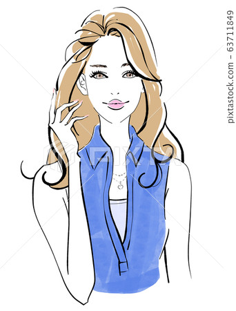 Natural long hair blue shirt 63711849