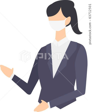 Mask Wear Woman Suit Business Black Hair Infection Prevention Virus 63712501