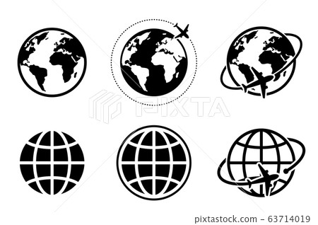 Earth and airplane icon Global image 63714019