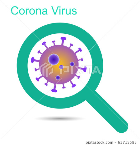 Identifying on CoronaVirus by magnifying glass. 63715583