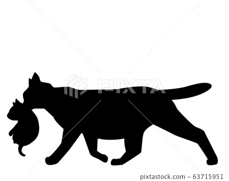 [Cat silhouette] Animals cats carrying kittens parent and child 63715951
