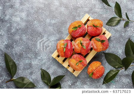 Homemade italian peach cookies cream-filled,top view Homemade italian peach cookies cream-filled,top view 63717023