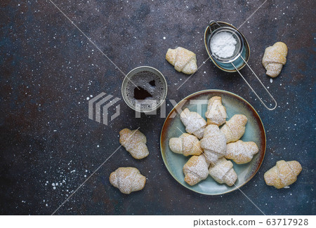 Homemade rugelach with jam filling,top view Homemade rugelach with jam filling,top view 63717928