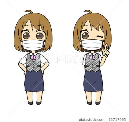 戴著面具的女性上班族 63717965