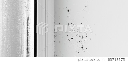 The damp is attacking the wall. mold on window 63718375