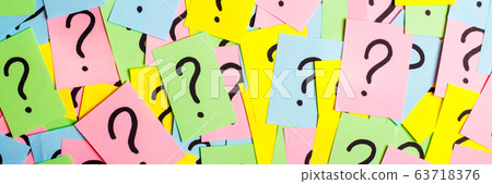 Too Many Questions. Pile of colorful paper notes 63718376