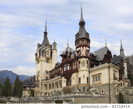 Peles Castle and ornamental garden in Romania Peles Castle and ornamental garden in Romania 63718414