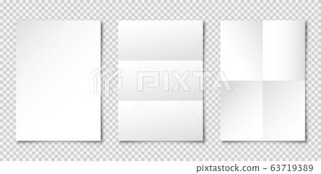 Realistic blank paper sheet with shadow in A4 format. Notebook or book page. Design template or 63719389