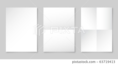 Realistic blank paper sheet with shadow in A4 format. Notebook or book page. Design template or 63719413