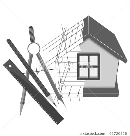 House building plan and engineer tool - Stock Illustration [63720326 ...