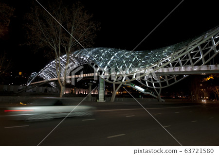 Bridge of Peace over Kura River illuminated at Bridge of Peace over Kura River illuminated at 63721580