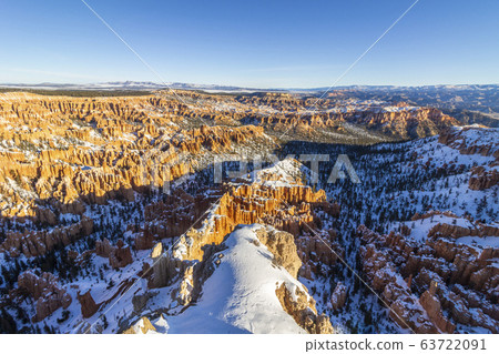 Bryce Canyon Hoodoos at Sunrise in Winter on Sunny Morning. Snow. Bryce Canyon National Park. Utah 63722091
